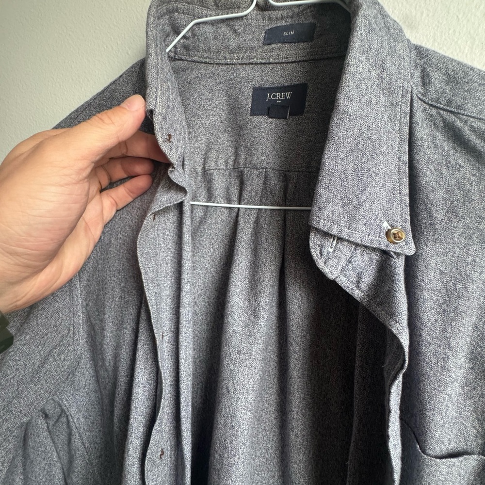 J. Crew Gray Slim Button-Front Shirt Jacket